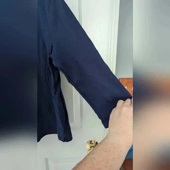 Croft And Barrow Navy Three-Quarter Sleeve Women's Top Size Large Boatneck (EUC) - Picture 4 of 11